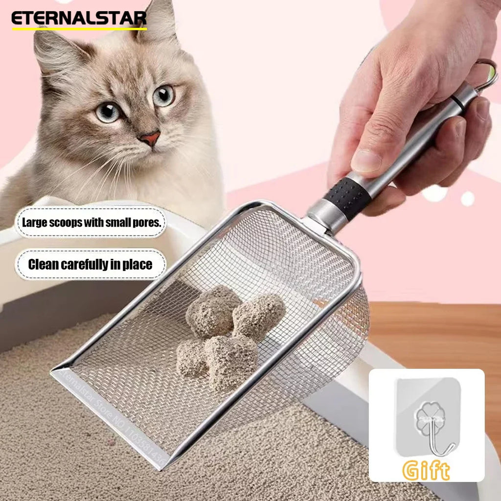 Ergonomic Stainless Steel Cat Litter Scoop