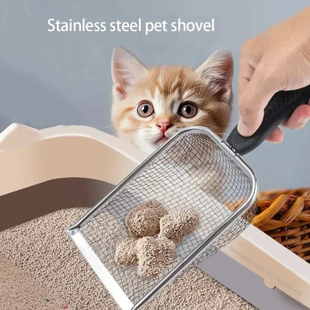 Ergonomic Stainless Steel Cat Litter Scoop