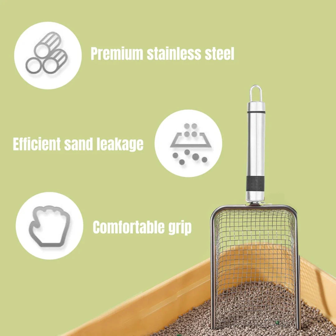 Ergonomic Stainless Steel Cat Litter Scoop