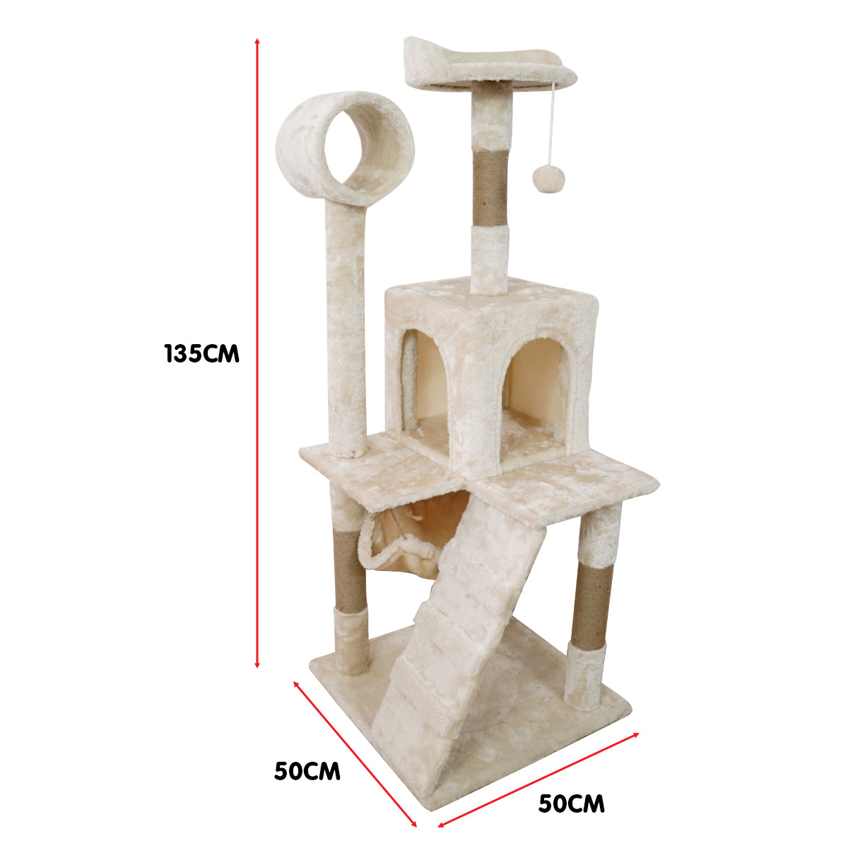 Cat Tree Scratching Post - Beige 135cm